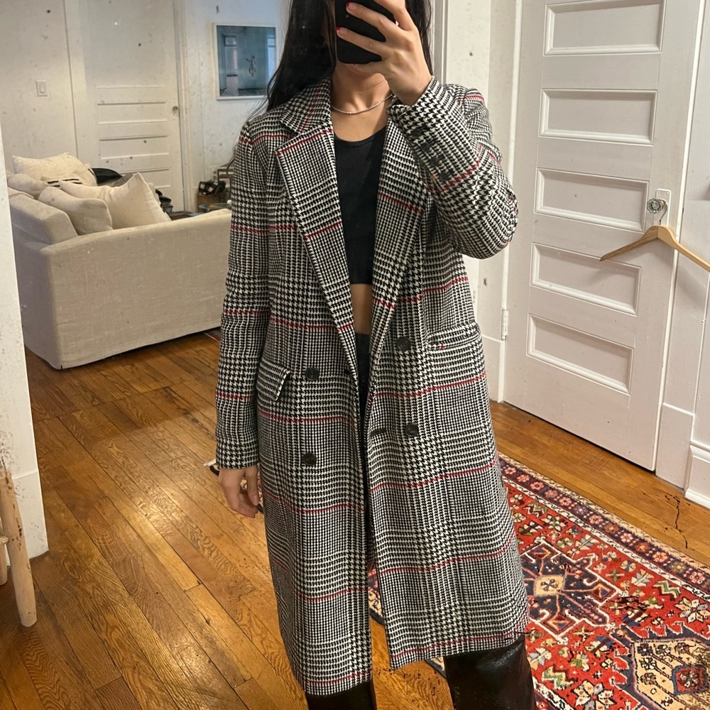 Plaid pea coat